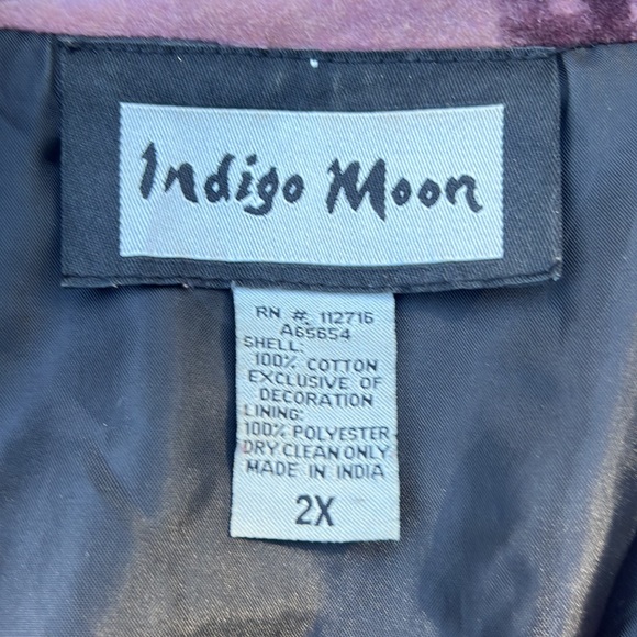 Indigo Moon NWOT embroidered beaded velvetine button up lined jacket size 2X - Picture 11 of 14